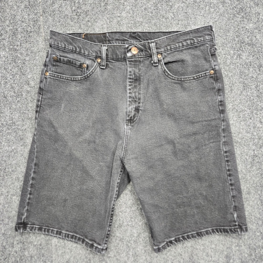 Wrangler Premium Quality Mens Size W33 Black Denim Shorts Faded Wash